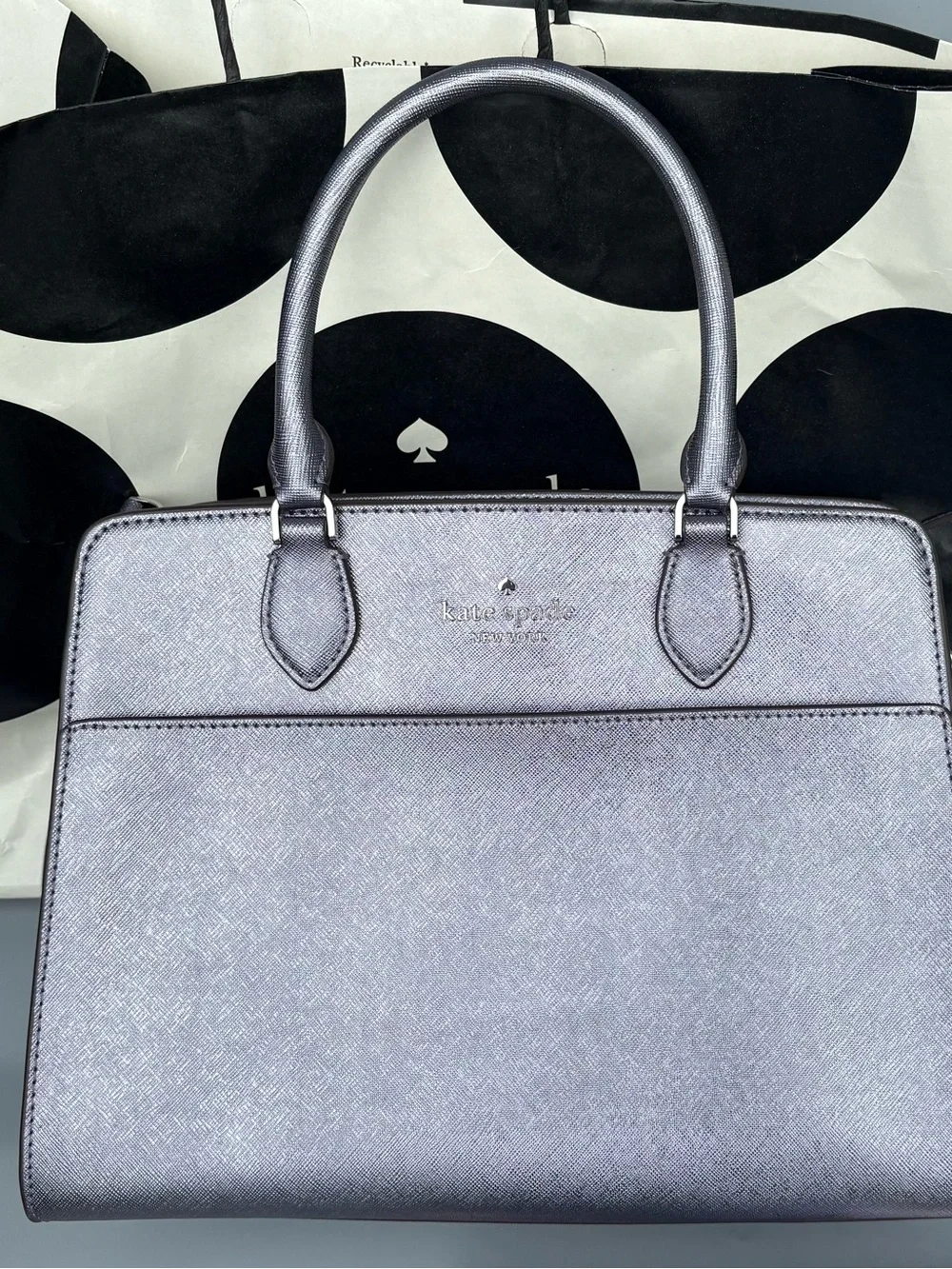 kate spade metallic lavender satchel with wallet BNWT